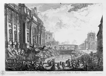 Veduta della vasta Fontana di Trevi anticamente detta l